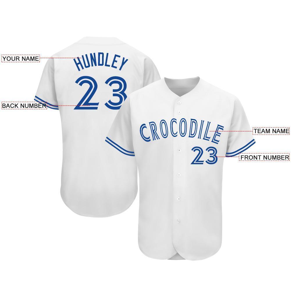 Custom White Royal Baseball Jersey view 3