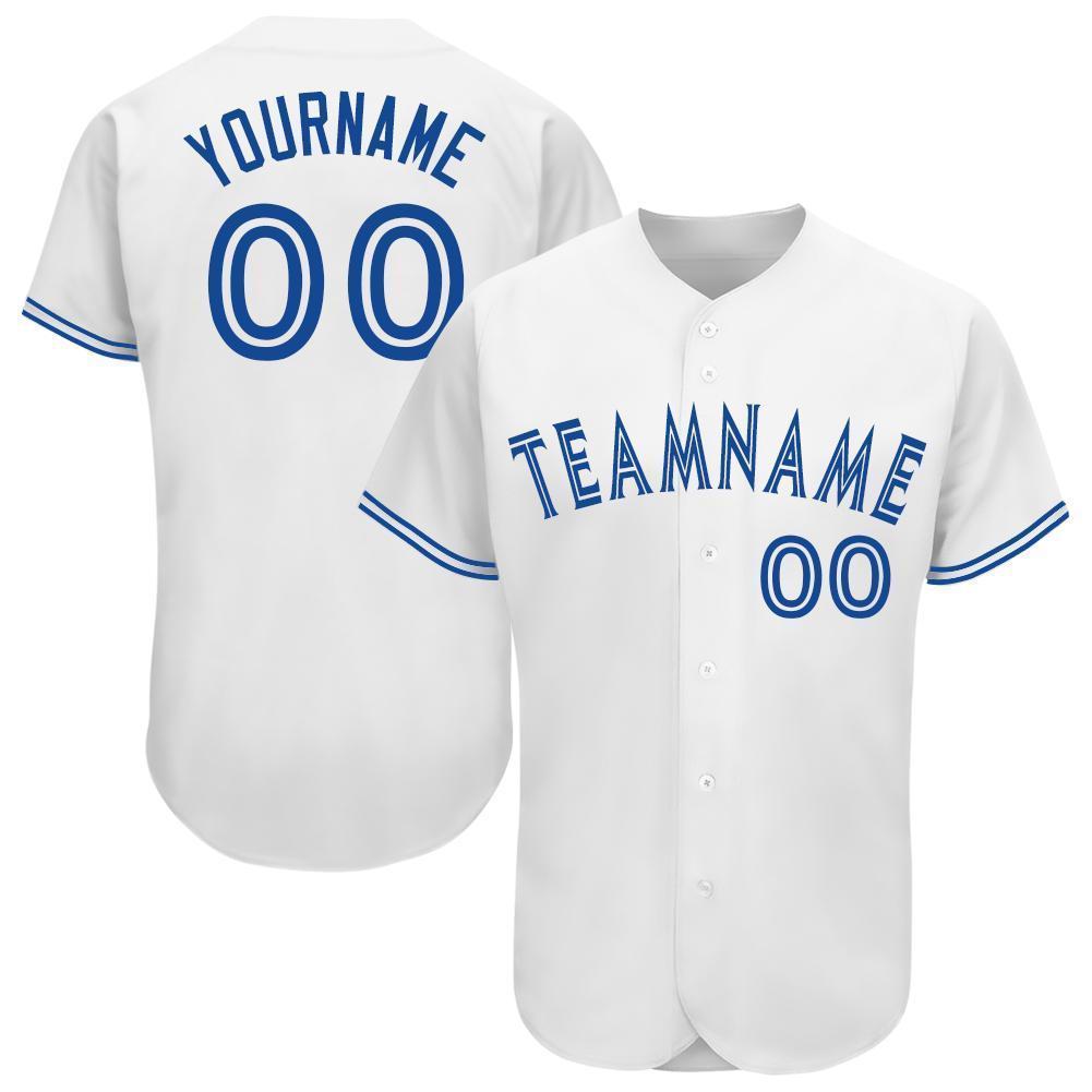 Custom White Royal Baseball Jersey - Main View