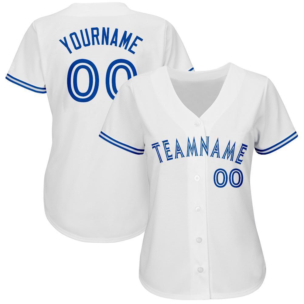 Custom White Royal Baseball Jersey view 2