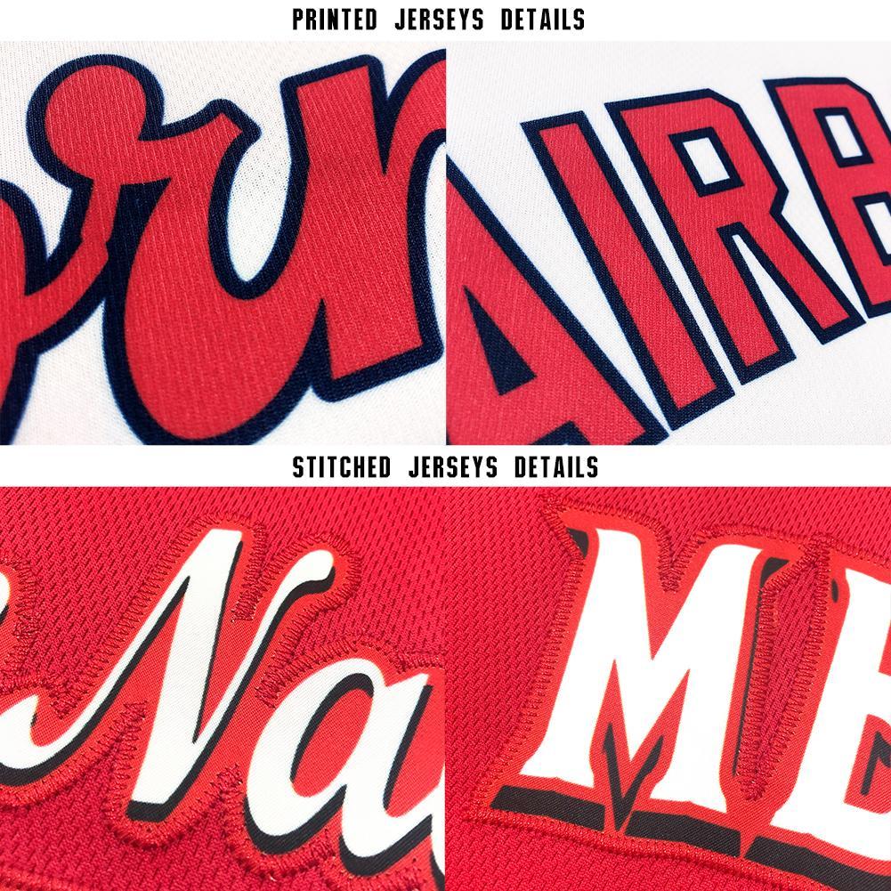 Custom Red White Baseball Jersey view 6