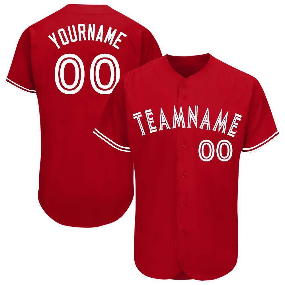 Custom Red White Baseball Jersey - Main View