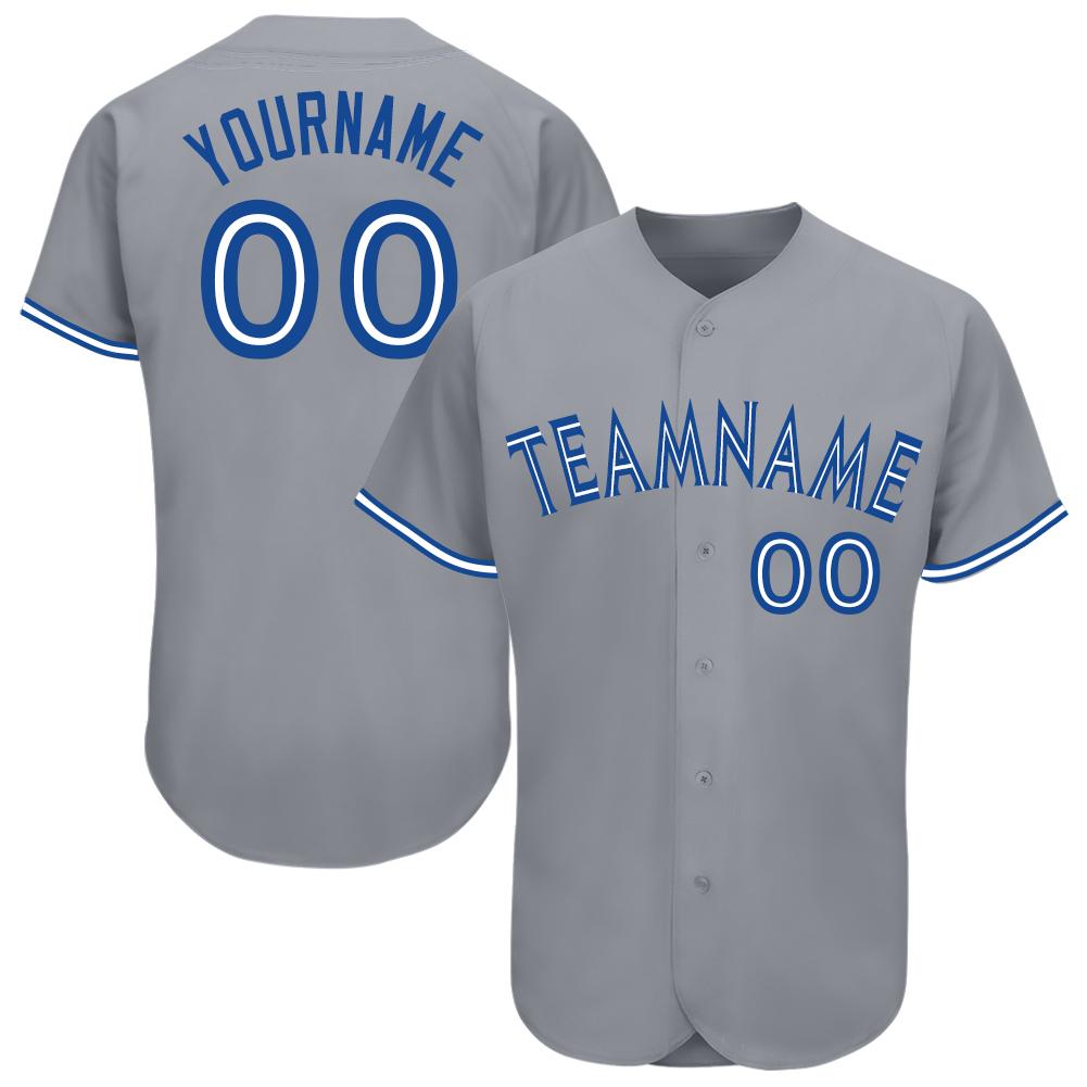 Custom Gray Royal-White Baseball Jersey - Main View