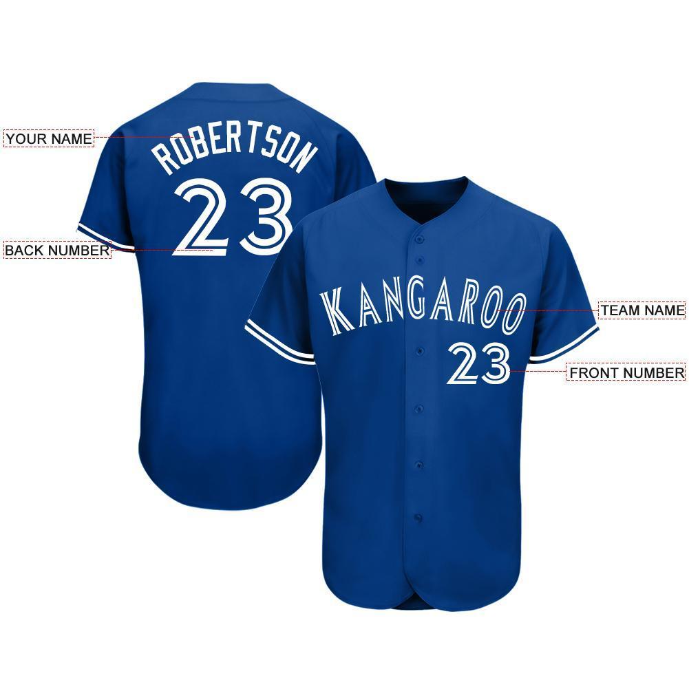 Custom Royal White Baseball Jersey view 3
