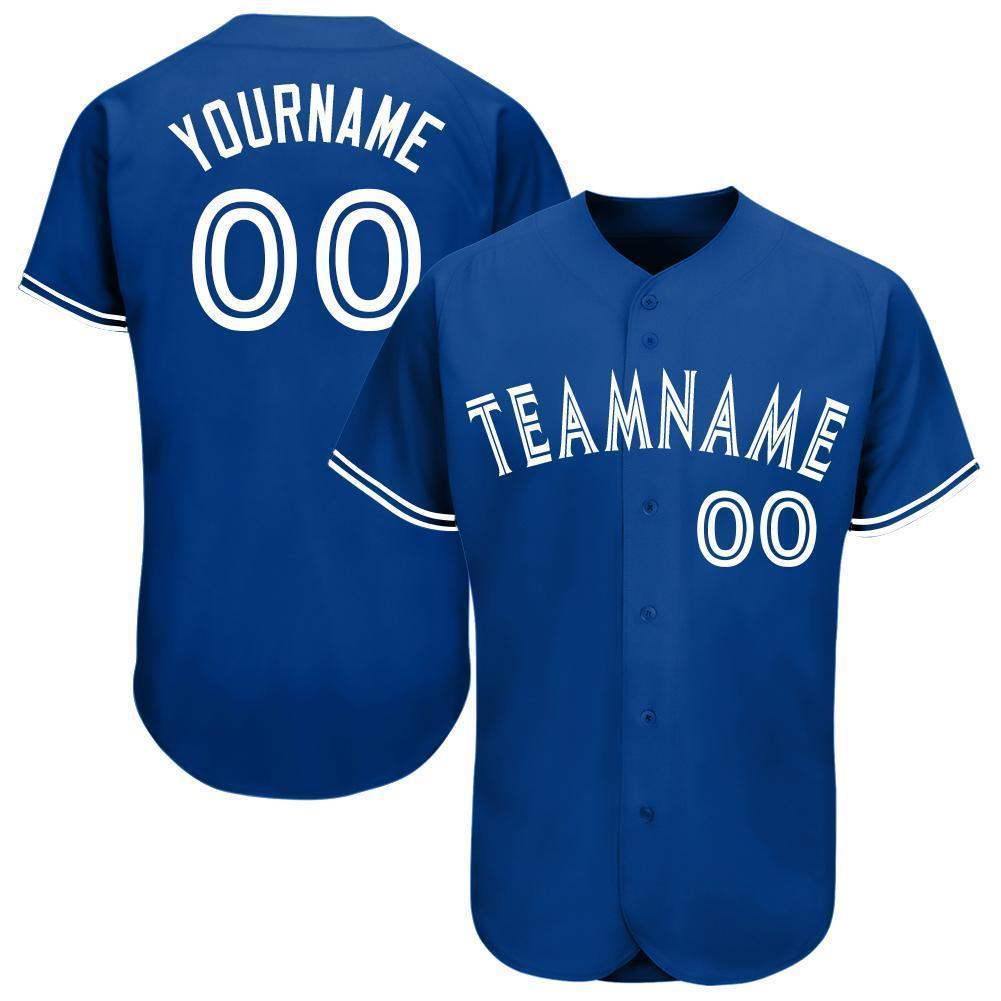 Custom Royal White Baseball Jersey - Main View