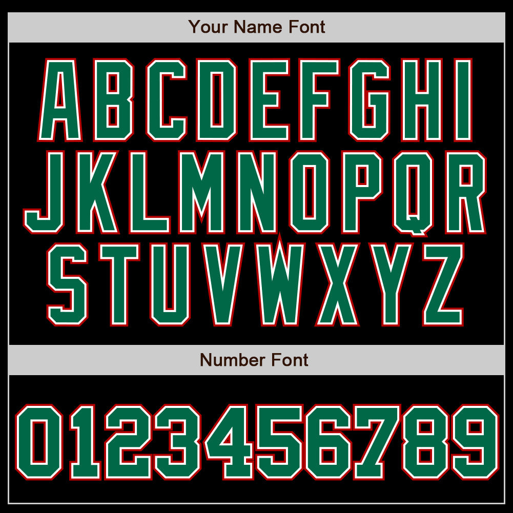 Custom Black Kelly Green-Red Authentic Two Tone Baseball Jersey view 4
