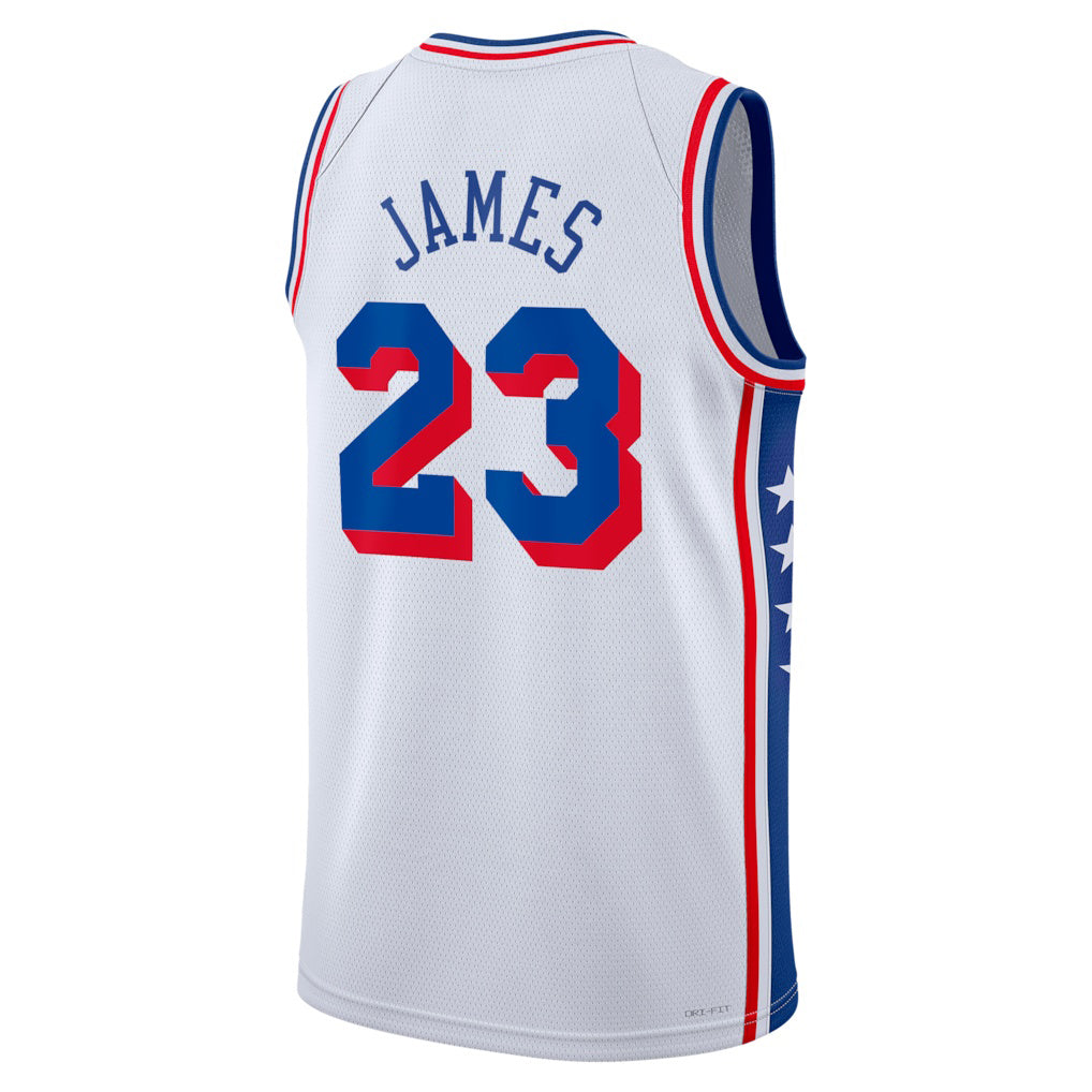 PH.76ers #23 LeBron James White Swingman Jersey - Icon Edition Stitched American Basketball Jersey - Main View