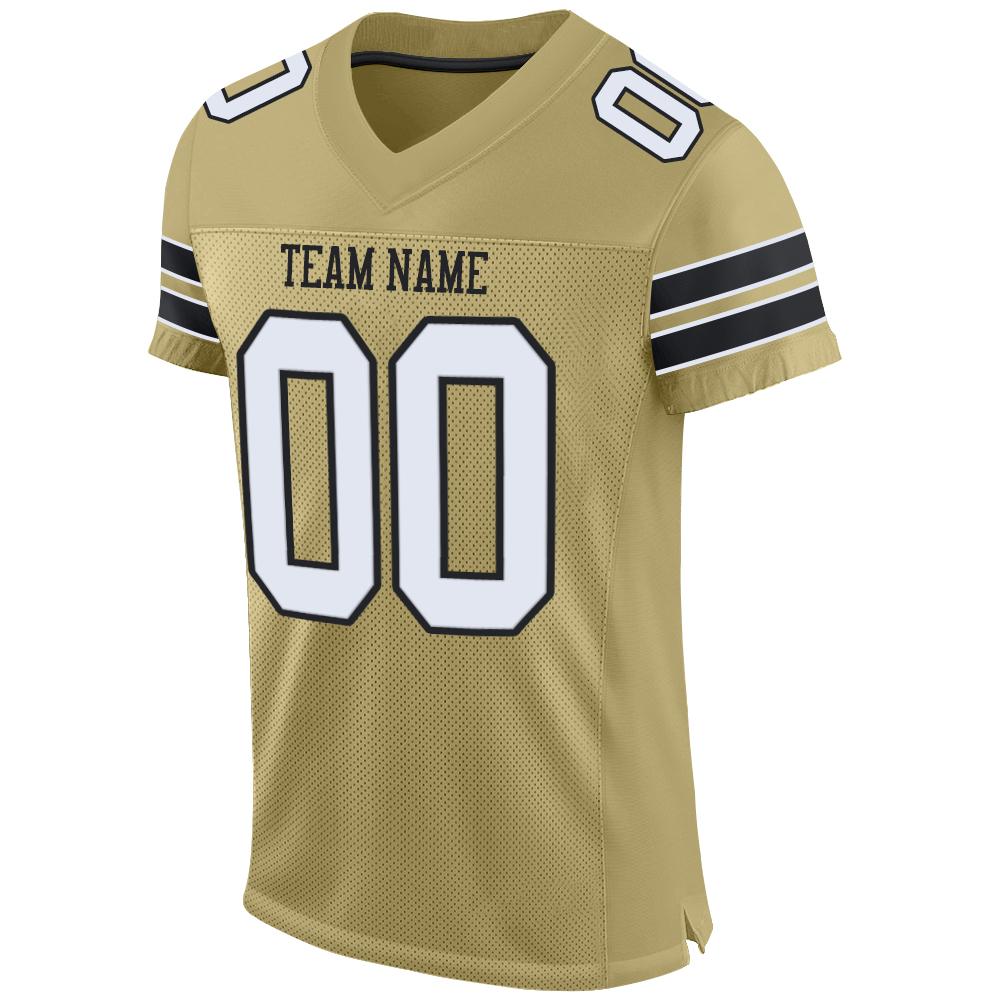 Custom Vegas Gold White-Black Mesh Authentic Football Jersey view 2