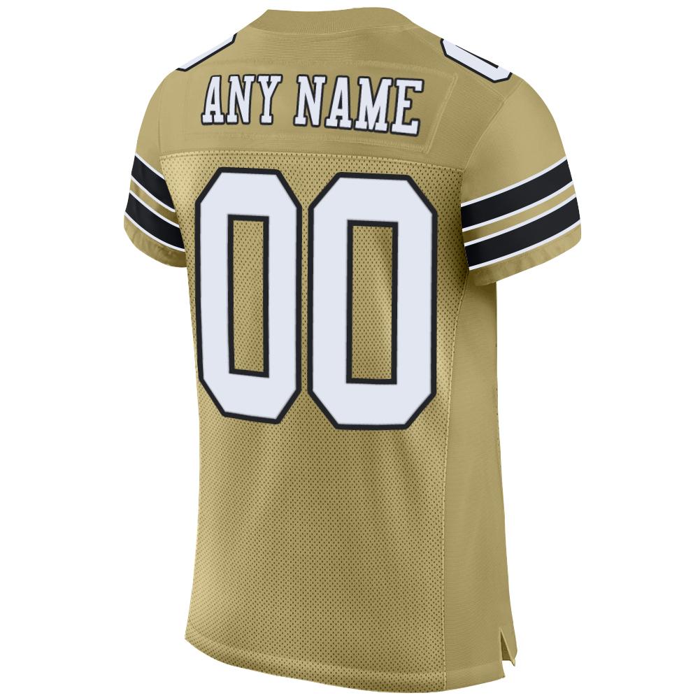 Custom Vegas Gold White-Black Mesh Authentic Football Jersey view 3