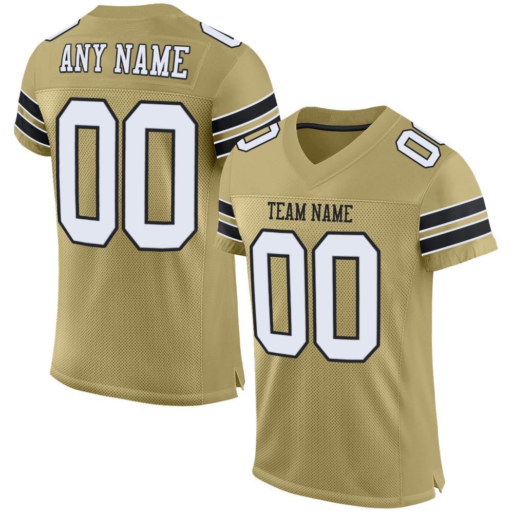 Custom Vegas Gold White-Black Mesh Authentic Football Jersey - Main View