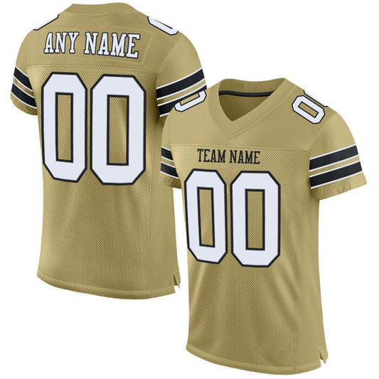 Custom Vegas Gold White-Black Mesh Authentic Football Jersey - Main View