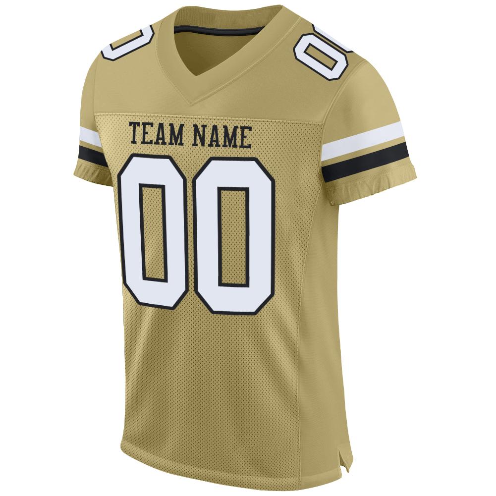 Custom Vegas Gold White-Black Mesh Authentic Football Jersey view 2