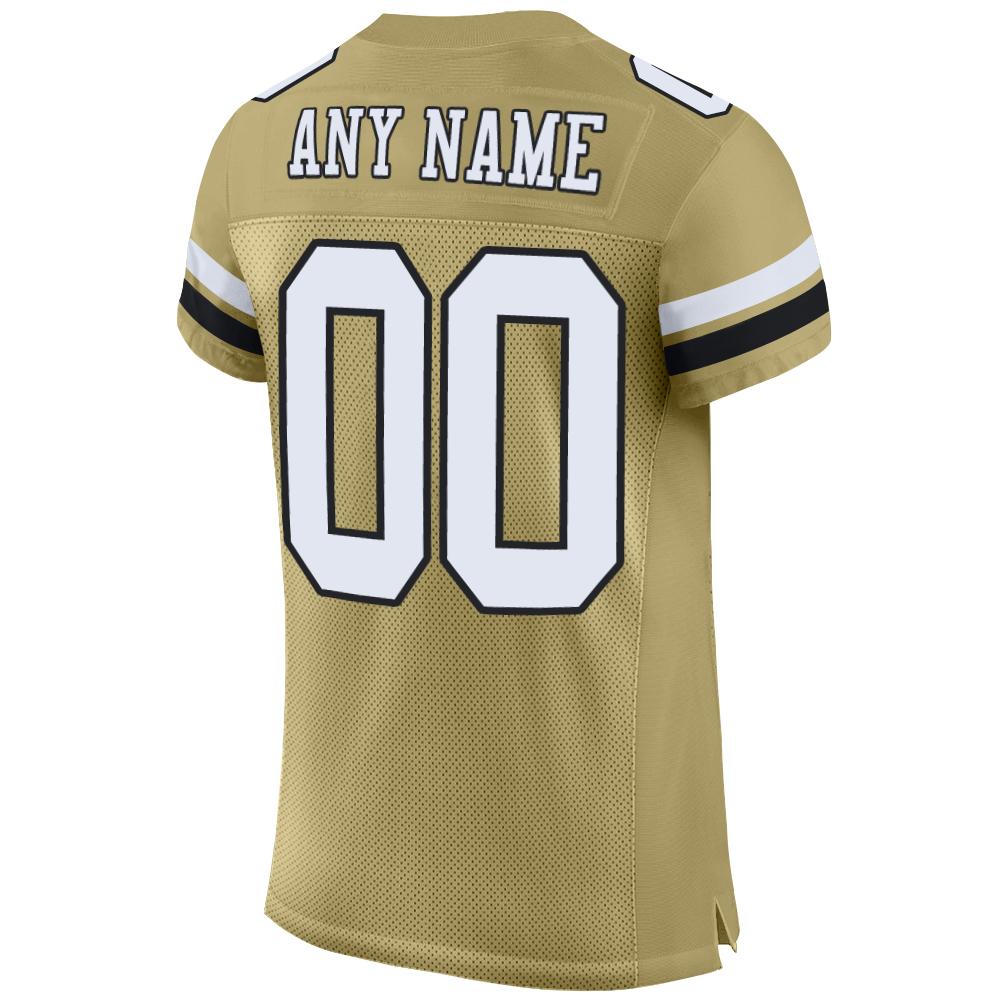 Custom Vegas Gold White-Black Mesh Authentic Football Jersey view 3