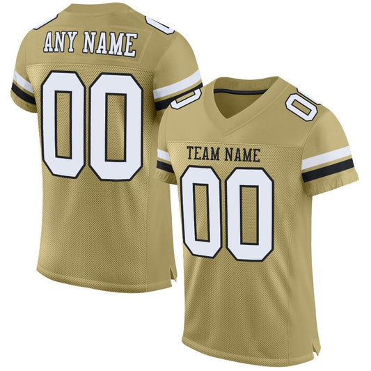 Custom Vegas Gold White-Black Mesh Authentic Football Jersey - Main View