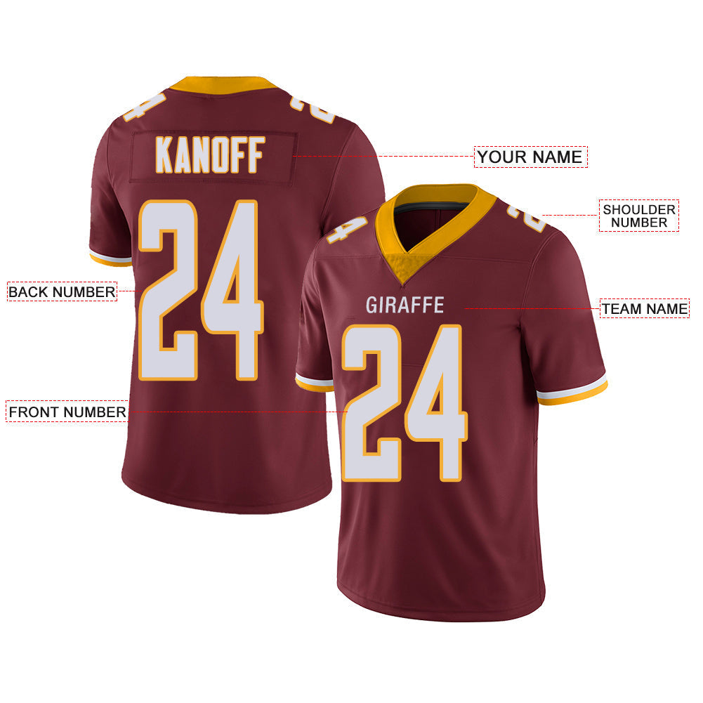 Custom W.Football Team Stitched American Football Jerseys Personalize Birthday Gifts Red Jersey view 2