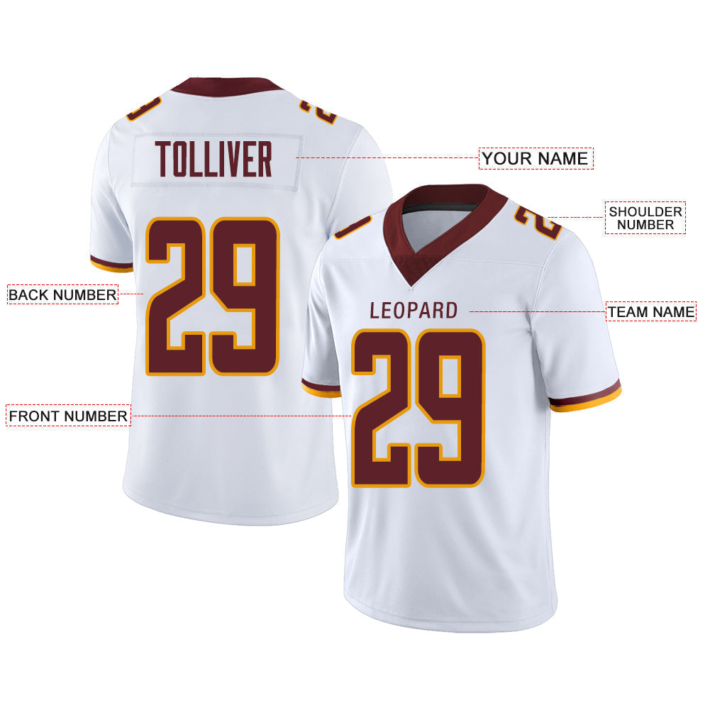 Custom W.Football Team Stitched American Football Jerseys Personalize Birthday Gifts White Jersey view 3