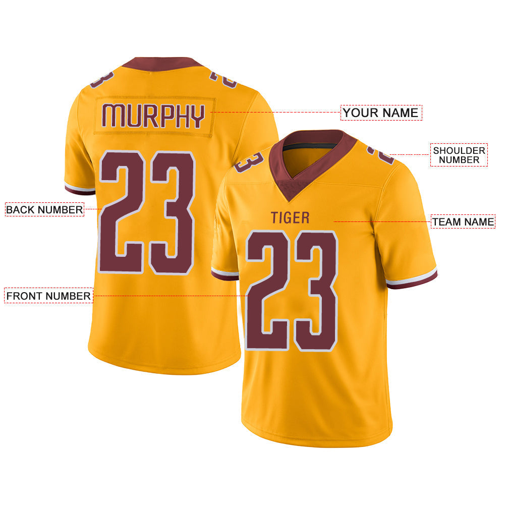 Custom W.Football Team Stitched American Football Jerseys Personalize Birthday Gifts Gold Jersey view 3