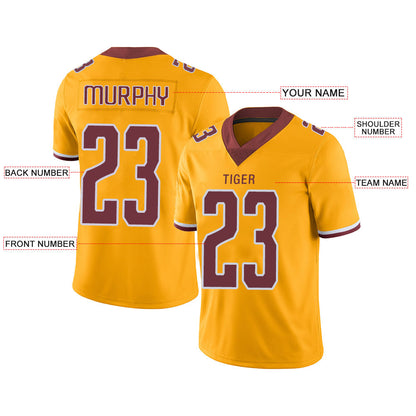 Custom W.Football Team Stitched American Football Jerseys Personalize Birthday Gifts Gold Jersey view 3