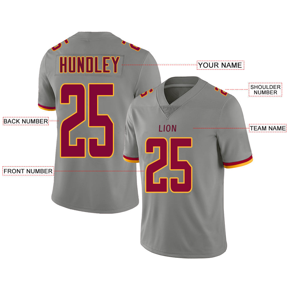Custom W.Football Team Stitched American Football Jerseys Personalize Birthday Gifts Grey Jersey view 2