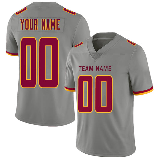 Custom W.Football Team Stitched American Football Jerseys Personalize Birthday Gifts Grey Jersey - Main View