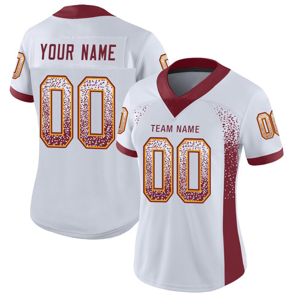 Custom White Burgundy-Gold Drift Fashion Football Jersey view 2