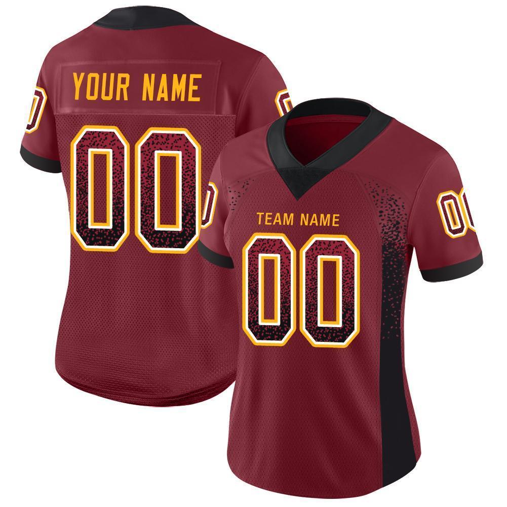 Custom Burgundy Black-Gold Drift Fashion Football Jersey view 2