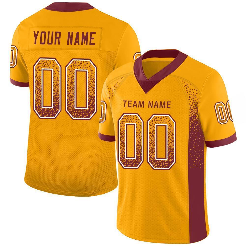 Custom Gold Burgundy-White Drift Fashion Football Jersey - Main View
