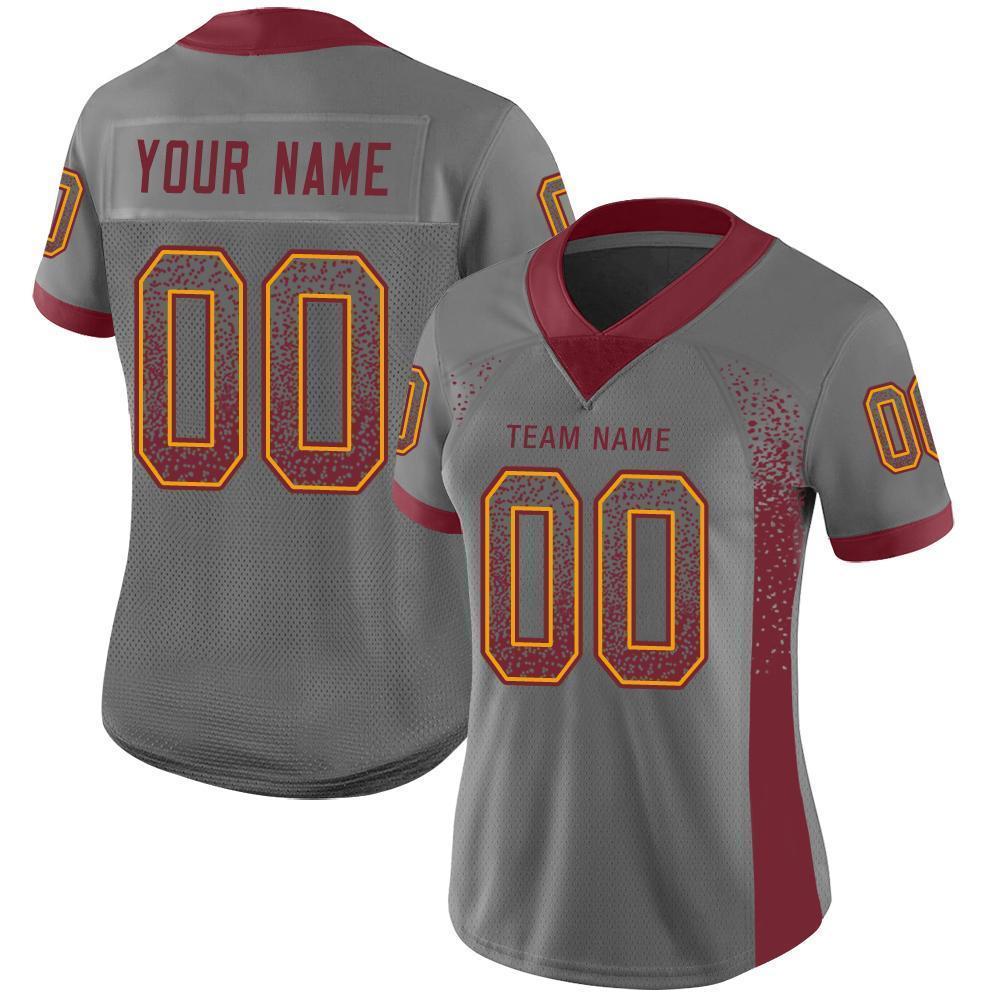 Custom Gray Burgundy-Gold Drift Fashion Football Jersey view 2