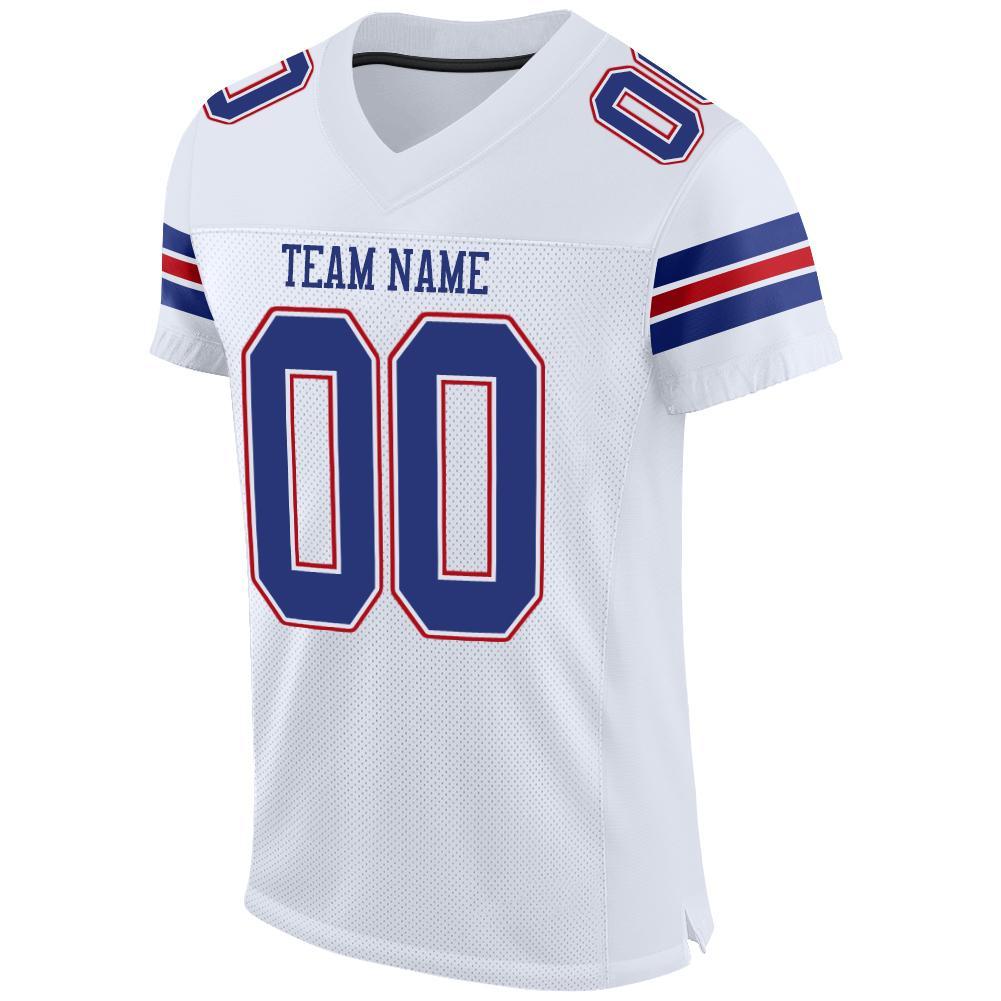 Custom White Royal-Red Mesh Authentic Football Jersey view 2