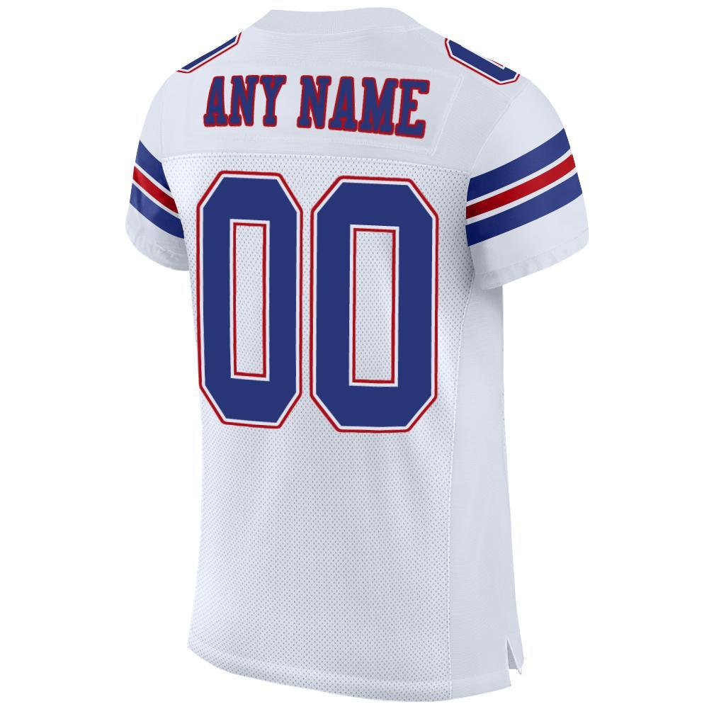 Custom White Royal-Red Mesh Authentic Football Jersey view 3