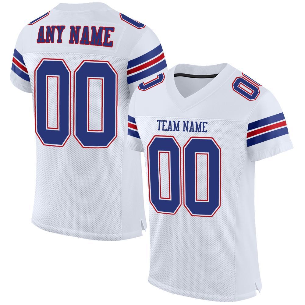 Custom White Royal-Red Mesh Authentic Football Jersey - Main View