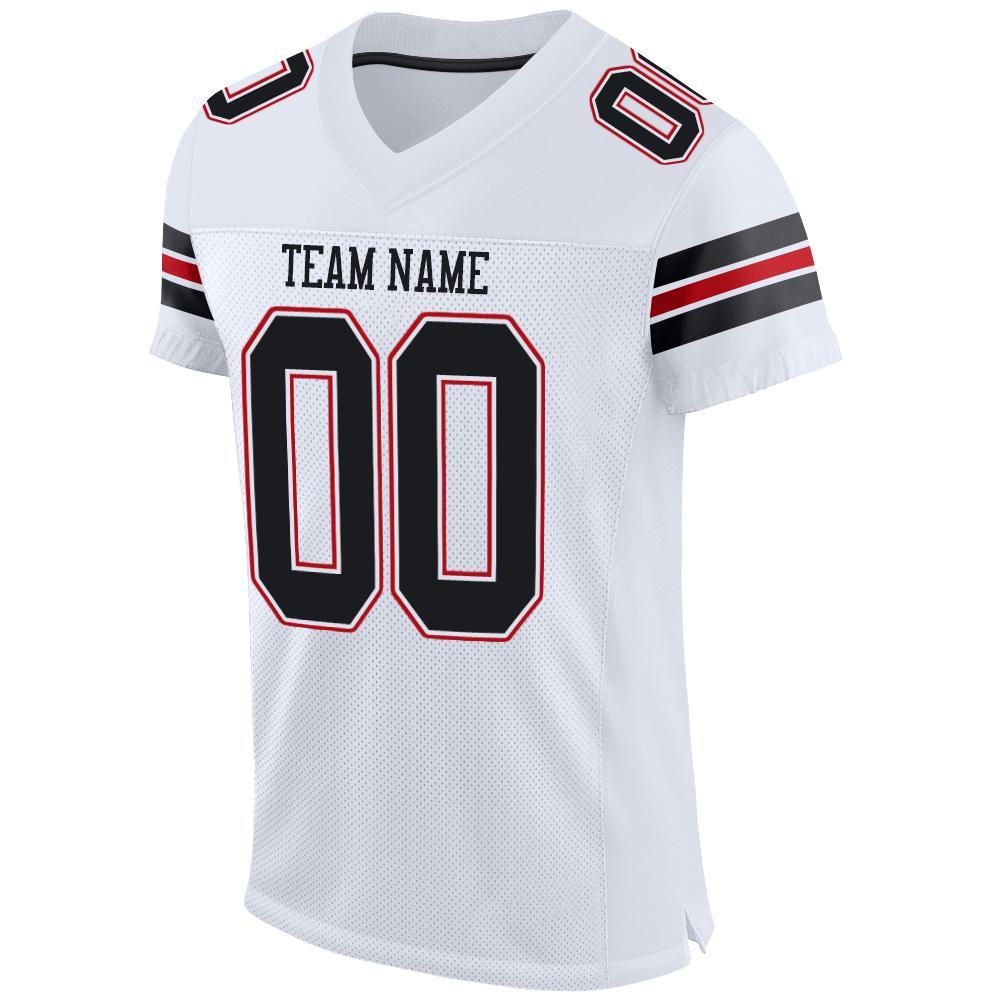 Custom White Black-Red Mesh Authentic Football Jersey view 2