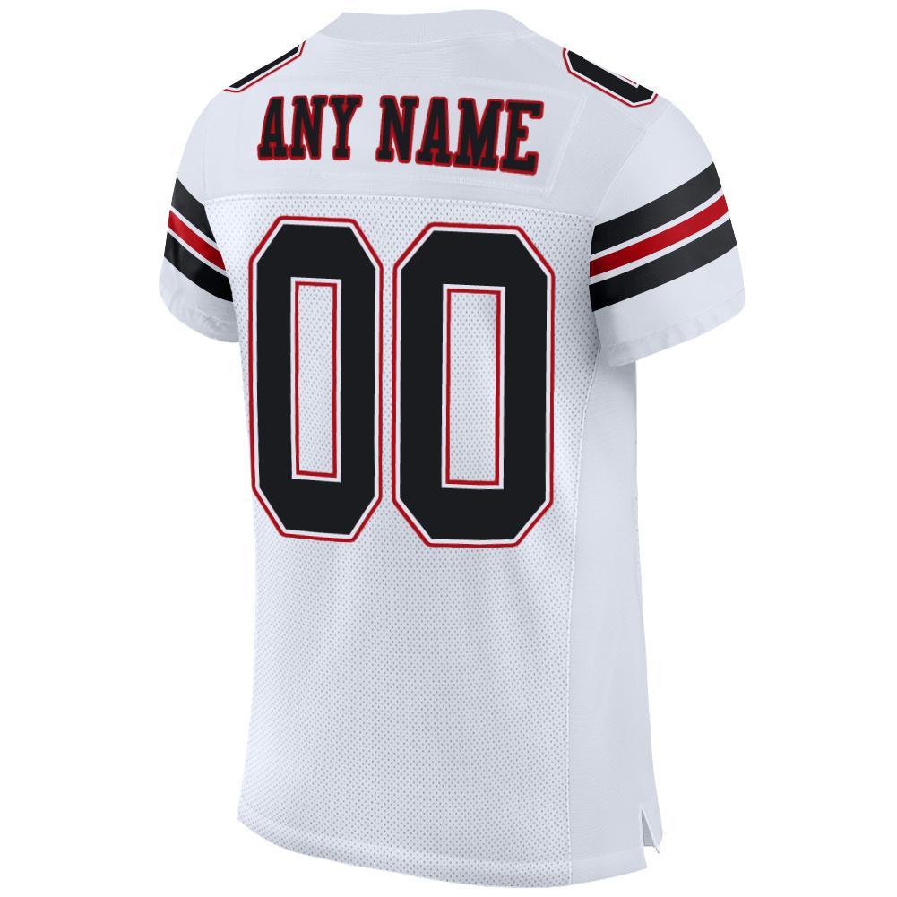 Custom White Black-Red Mesh Authentic Football Jersey view 3