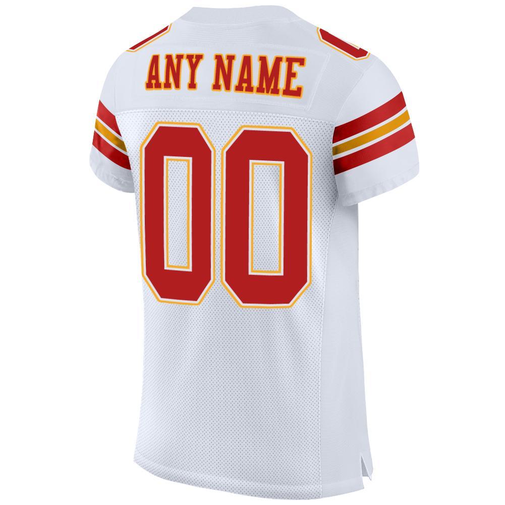 Custom White Scarlet-Gold Mesh Authentic Football Jersey view 3