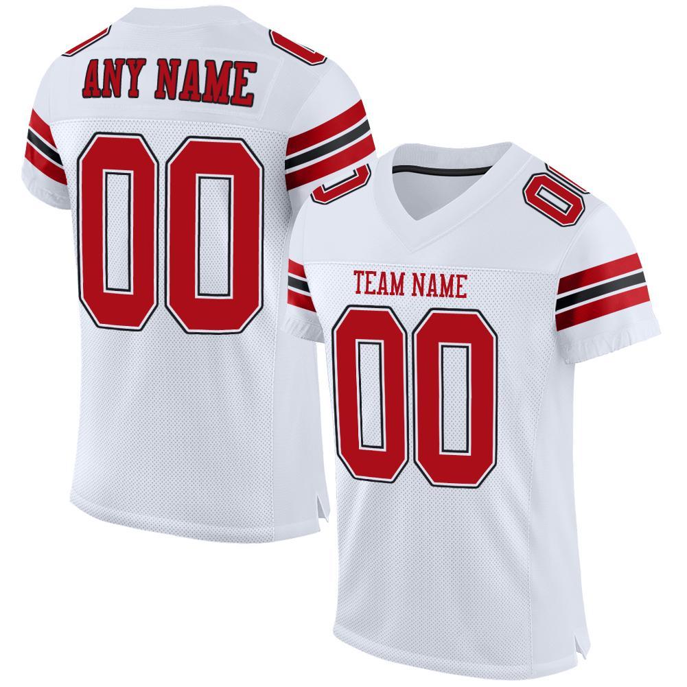 Custom White Red-Black Mesh Authentic Football Jersey - Main View