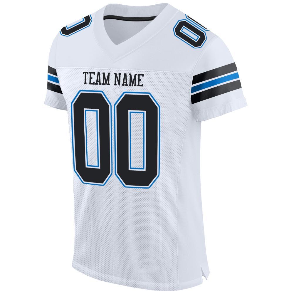 Custom White Black-Panther Blue Mesh Authentic Football Jersey view 2