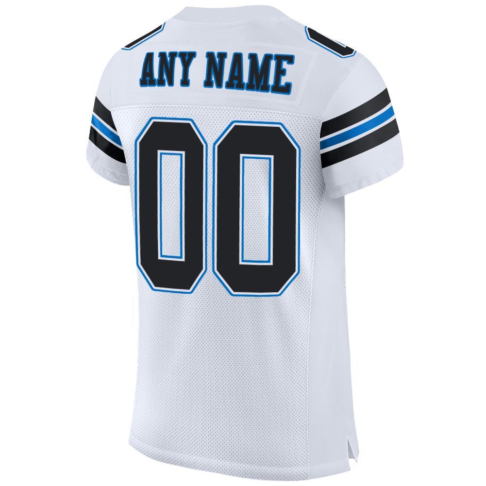 Custom White Black-Panther Blue Mesh Authentic Football Jersey view 3