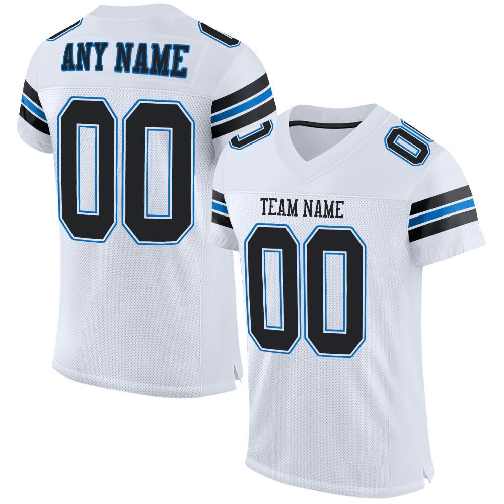 Custom White Black-Panther Blue Mesh Authentic Football Jersey - Main View