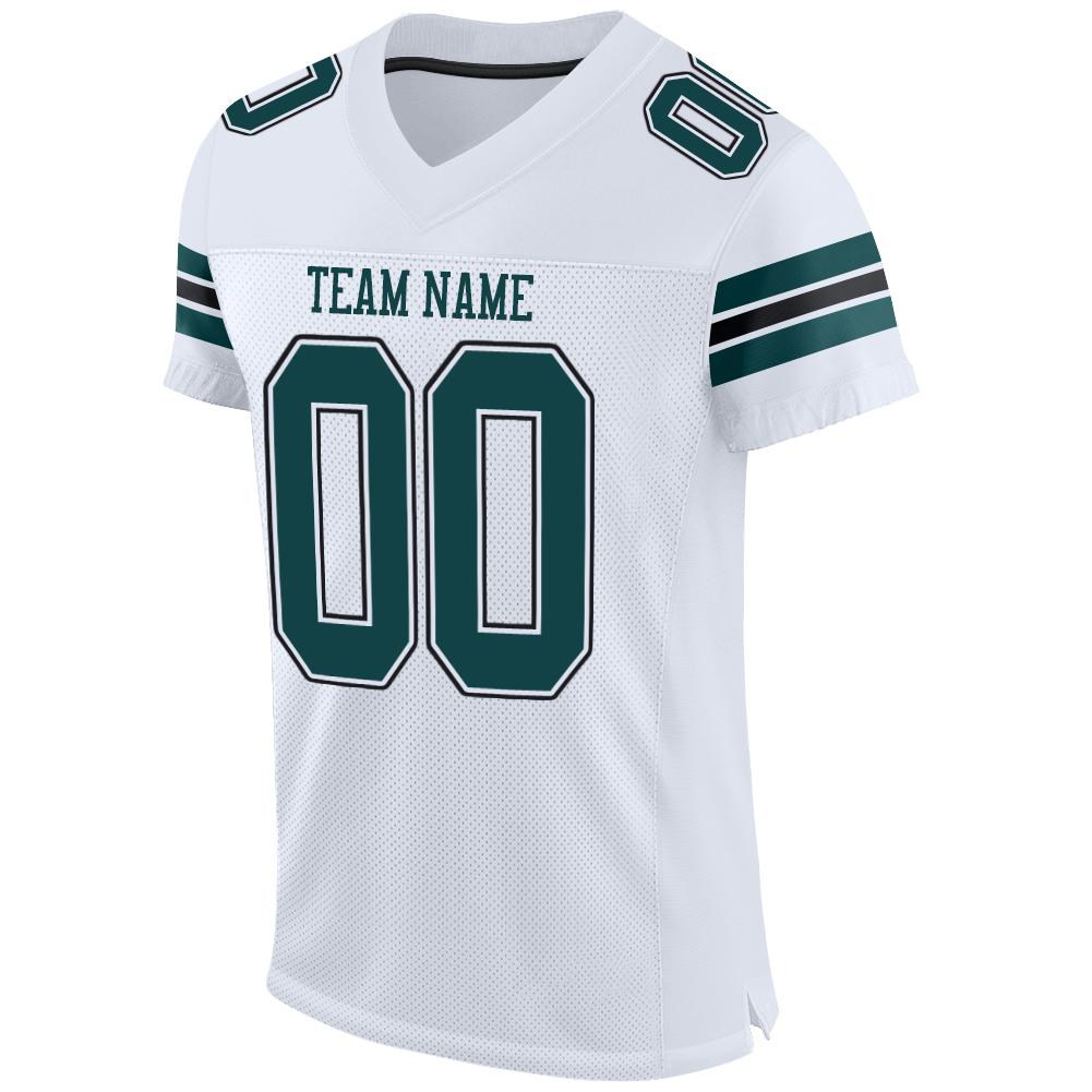 Custom White Midnight Green-Black Mesh Authentic Football Jersey view 2