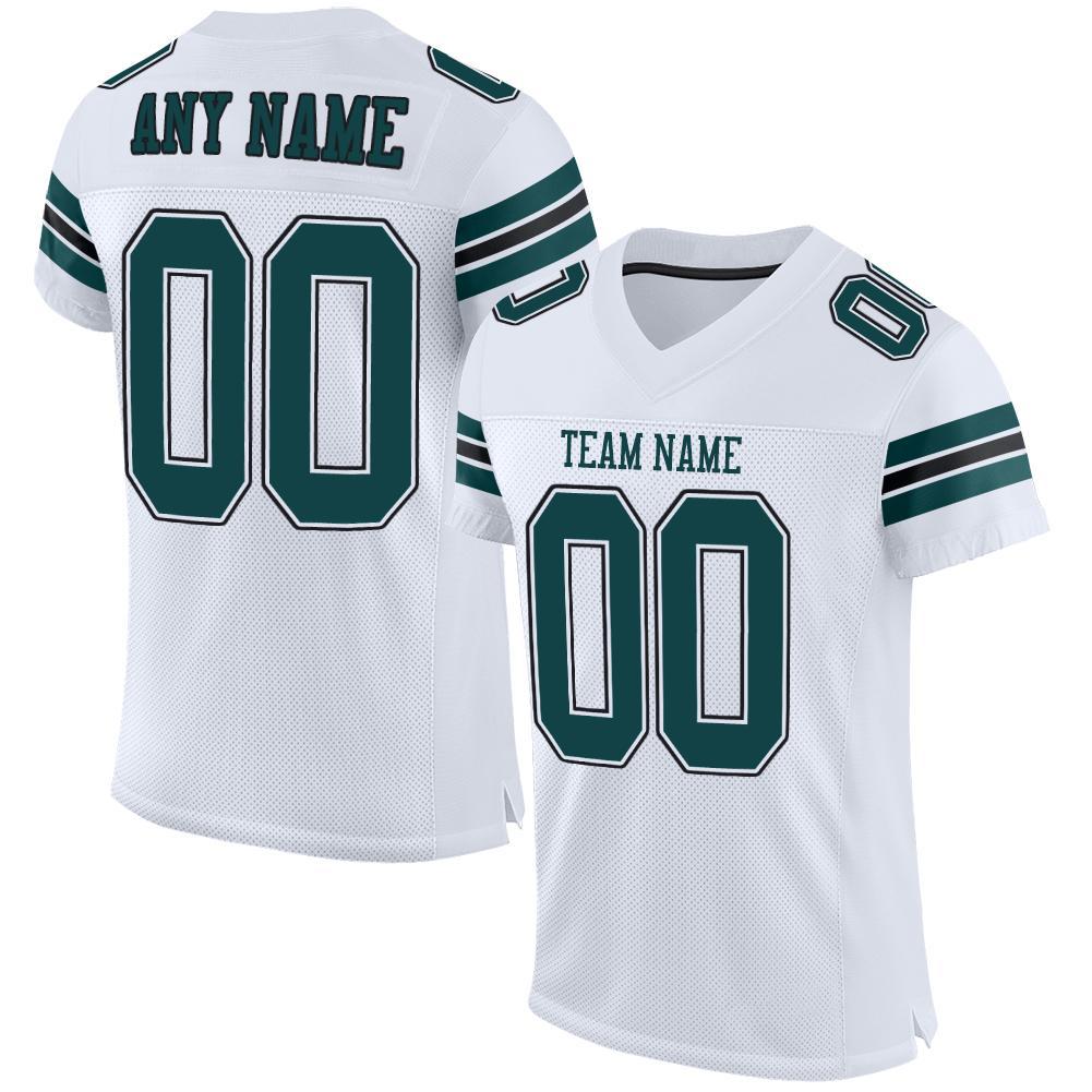 Custom White Midnight Green-Black Mesh Authentic Football Jersey - Main View