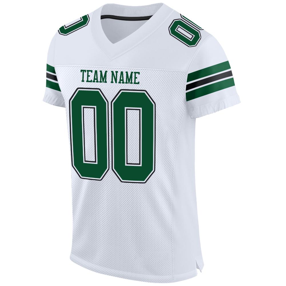 Custom White Grass Green-Black Mesh Authentic Football Jersey view 2