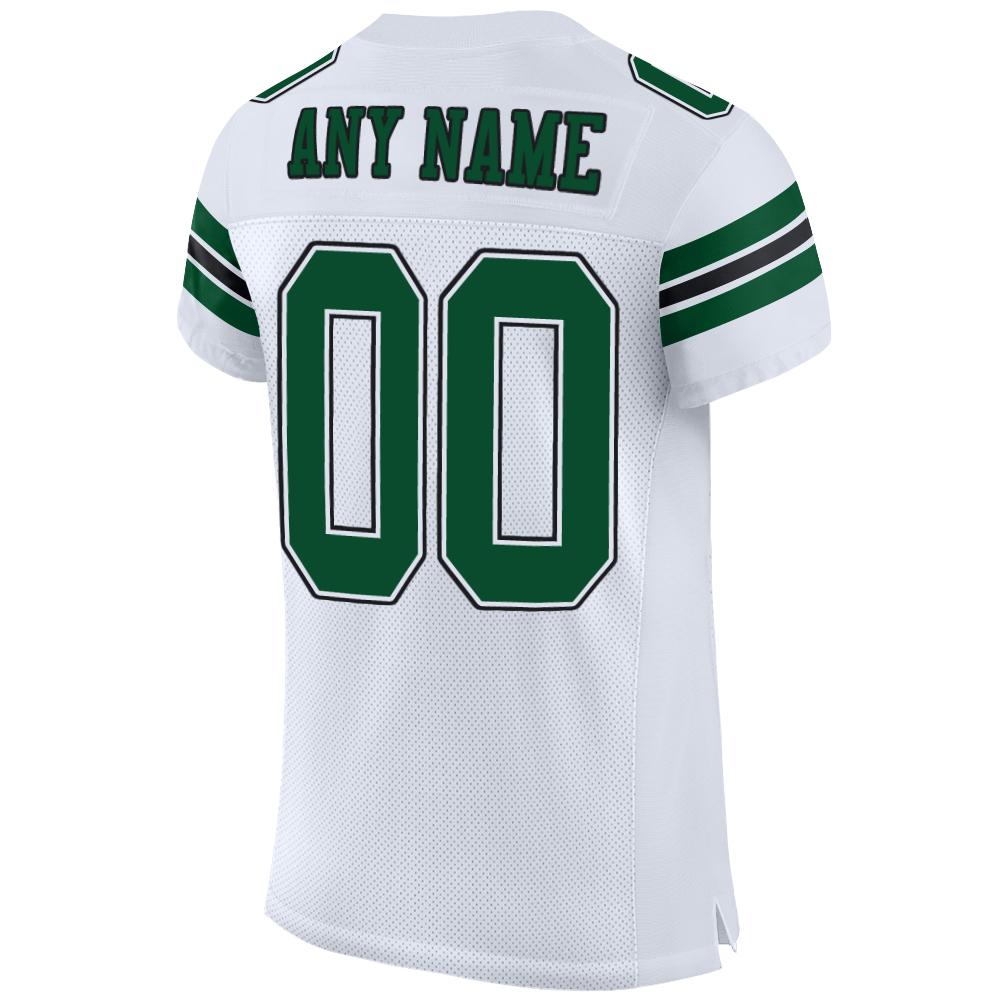 Custom White Grass Green-Black Mesh Authentic Football Jersey view 3