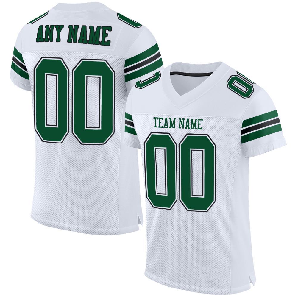 Custom White Grass Green-Black Mesh Authentic Football Jersey - Main View