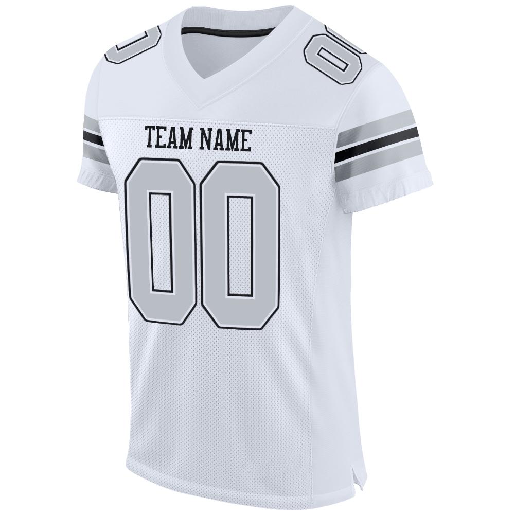 Custom White Silver-Black Mesh Authentic Football Jersey view 2