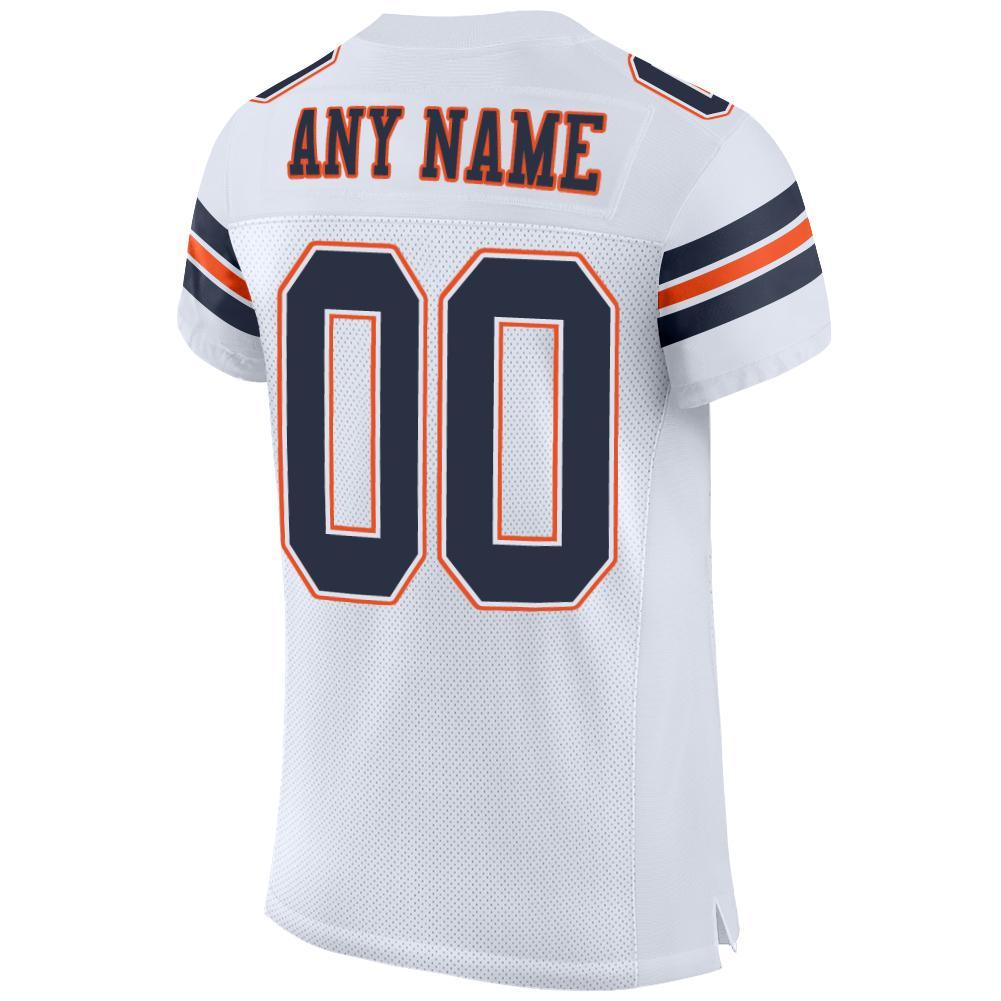 Custom White Navy-Orange Mesh Authentic Football Jersey view 3