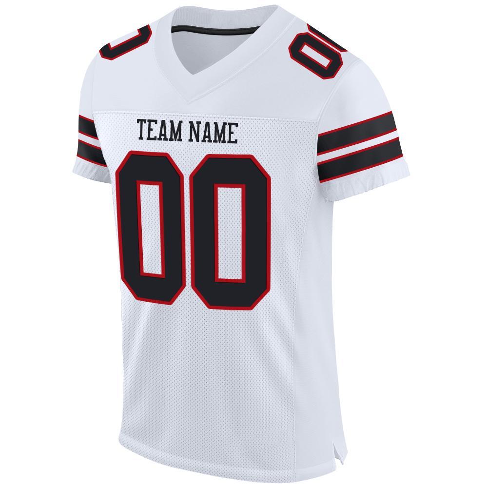 Custom White Black-Red Mesh Authentic Football Jersey view 2