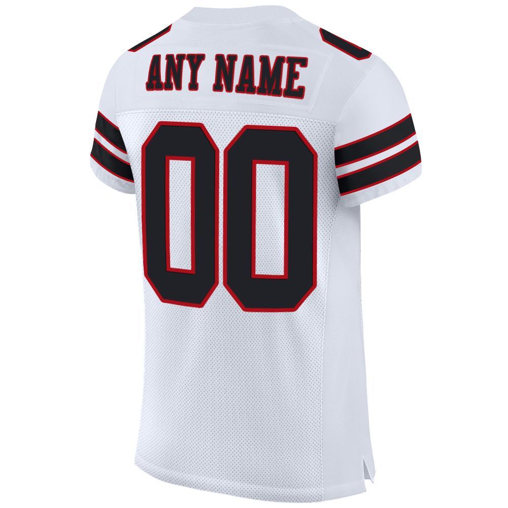 Custom White Black-Red Mesh Authentic Football Jersey view 3