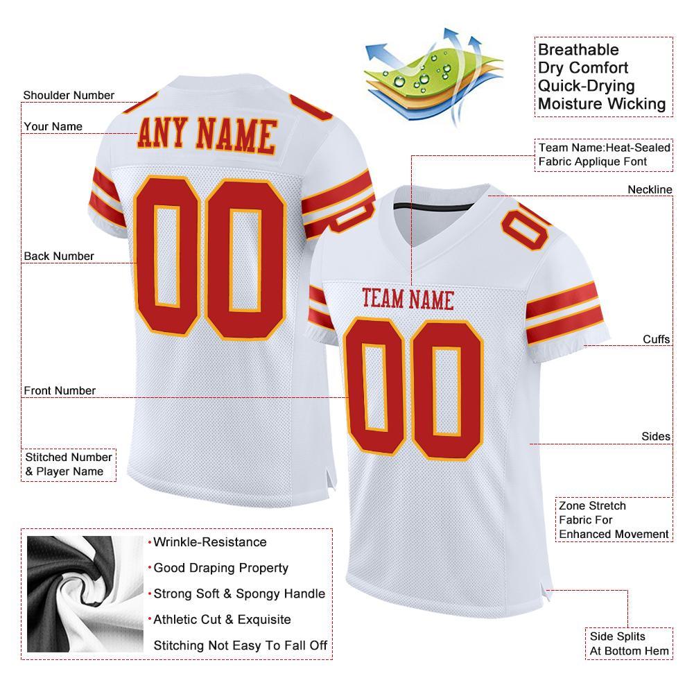 Custom White Scarlet-Gold Mesh Authentic Football Jersey view 4