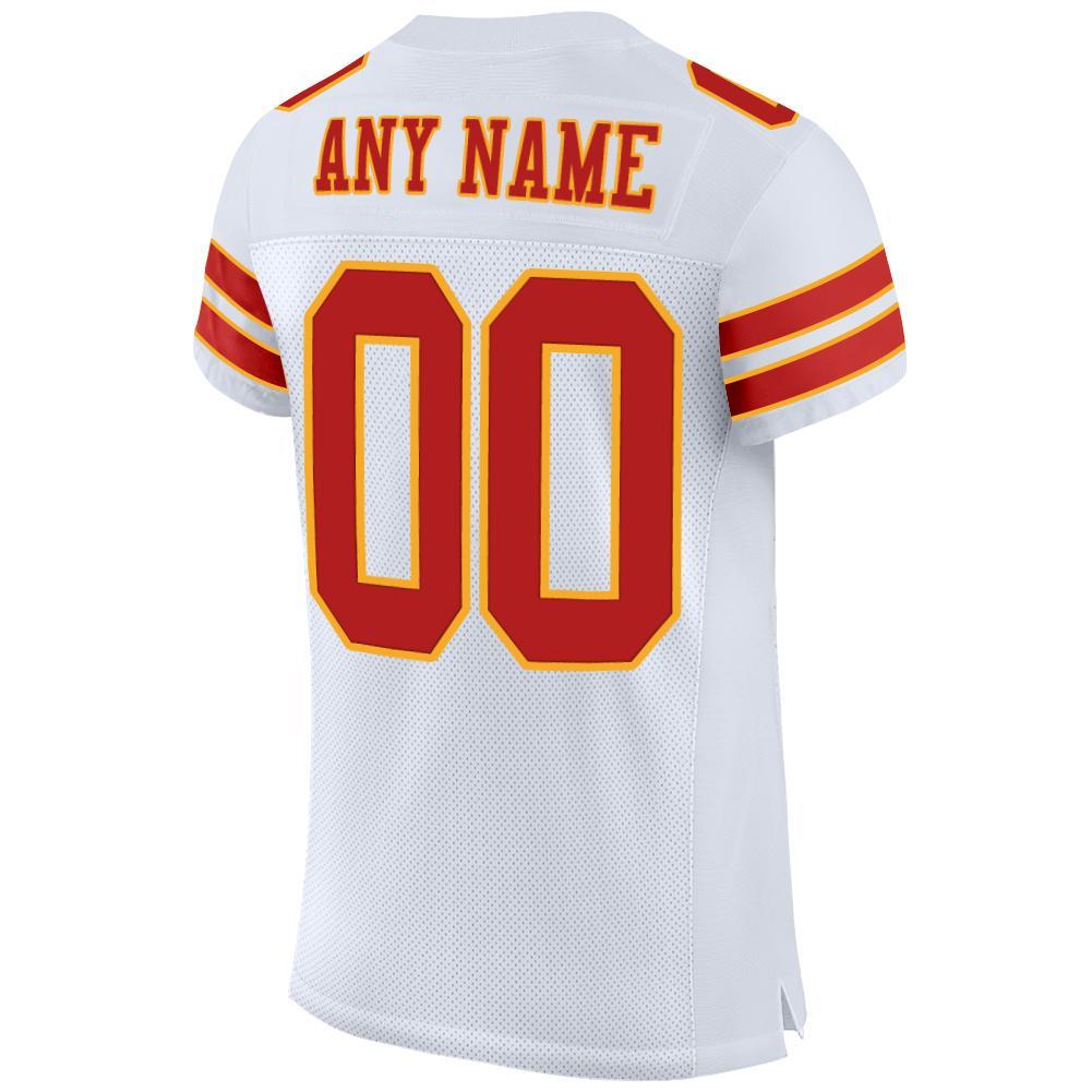 Custom White Scarlet-Gold Mesh Authentic Football Jersey view 3