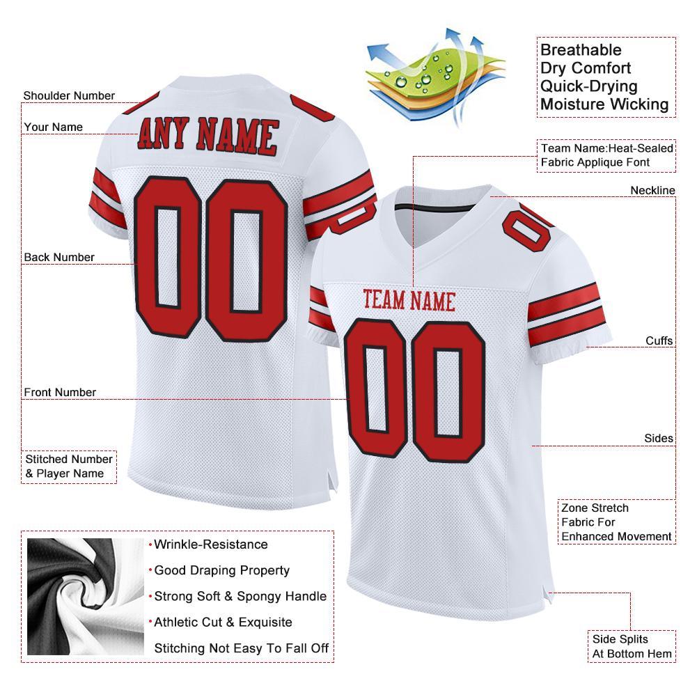 Custom White Scarlet-Black Mesh Authentic Football Jersey view 4