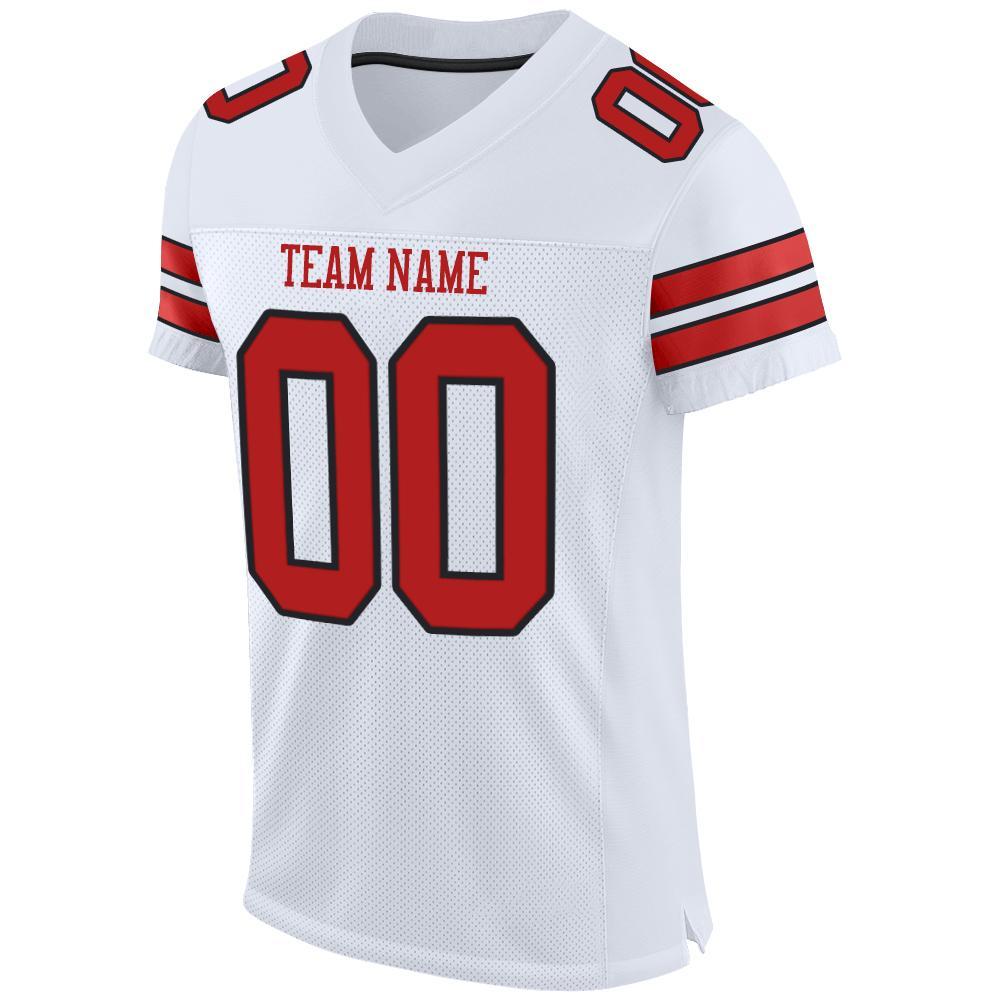 Custom White Scarlet-Black Mesh Authentic Football Jersey view 2